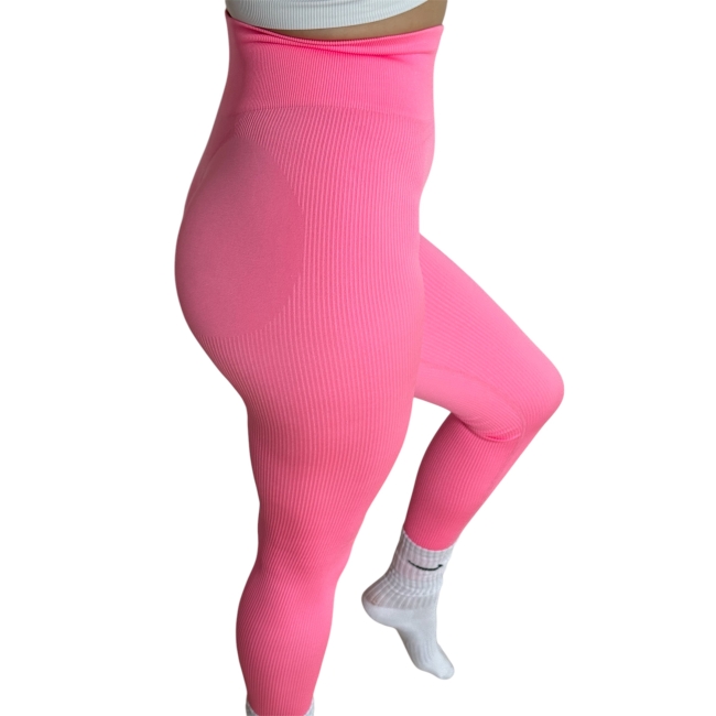 Legginsy  różowe prążek rozmiar L/XL